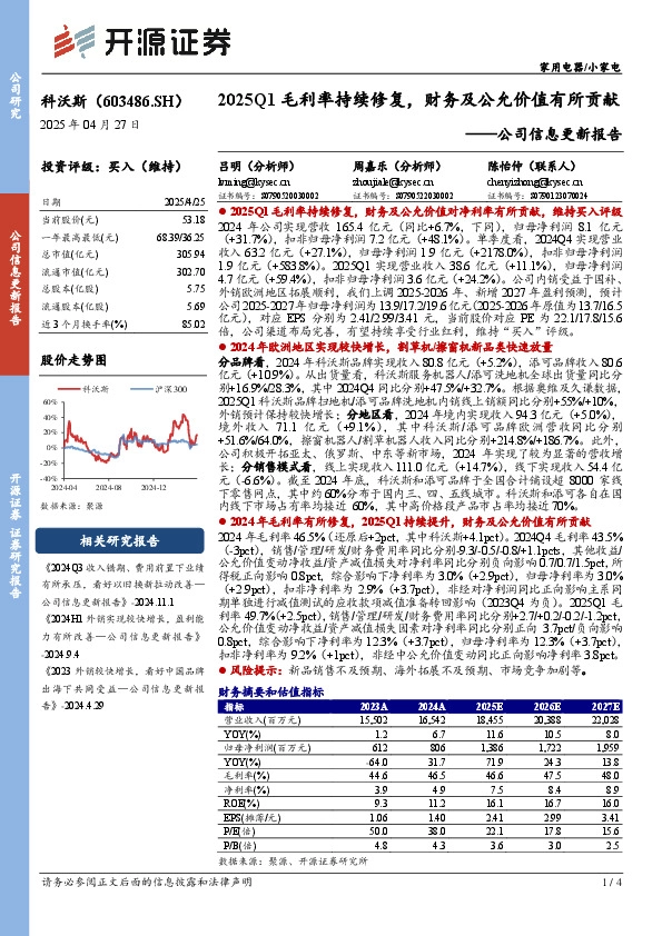 公司信息更新报告：2025Q1毛利率持续修复，财务及公允价值有所贡献