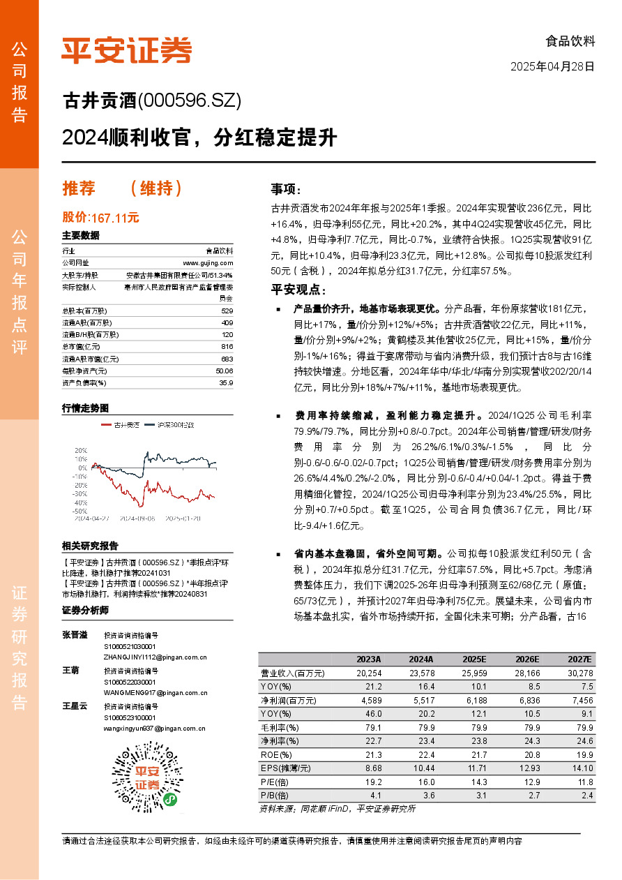 2024顺利收官，分红稳定提升