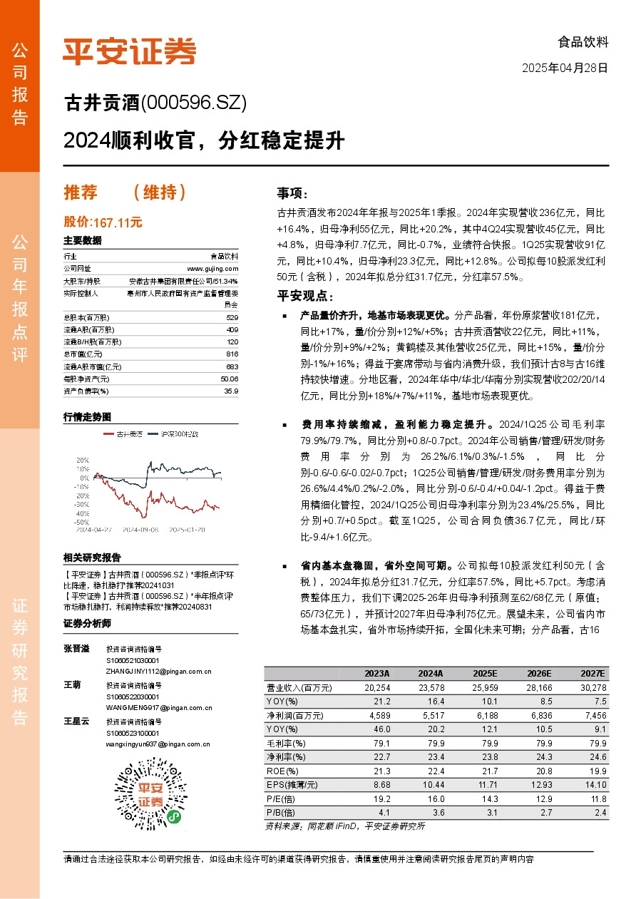 2024顺利收官，分红稳定提升