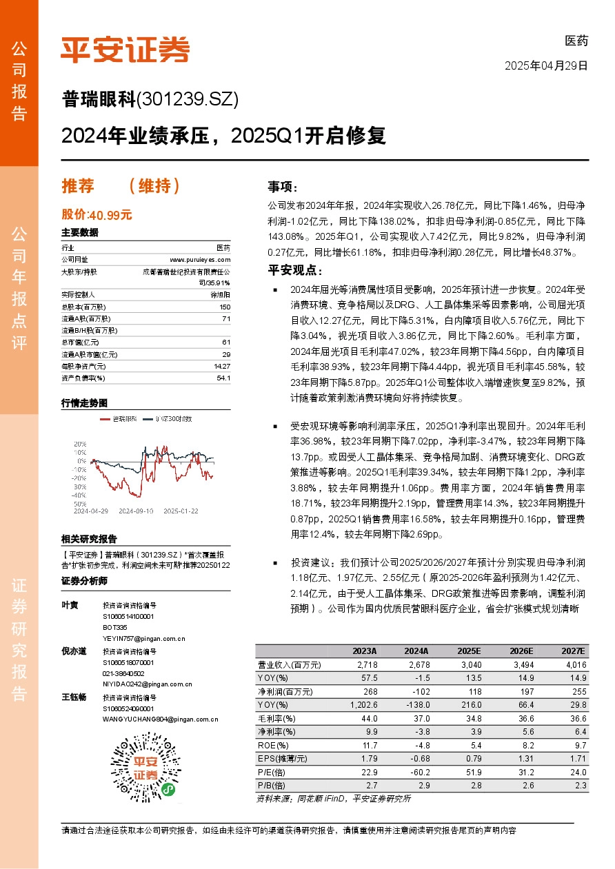 2024年业绩承压，2025Q1开启修复