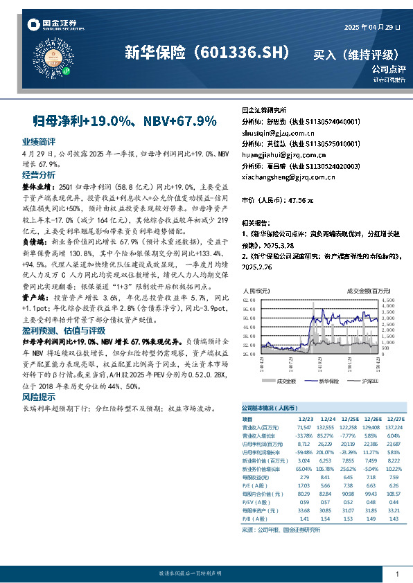 归母净利+19.0%、NBV+67.9%