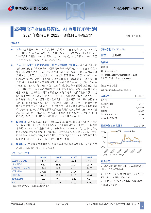 2024年度报告和2025一季度报告业绩点评：云视频全产业链布局深化，AI应用打开新空间