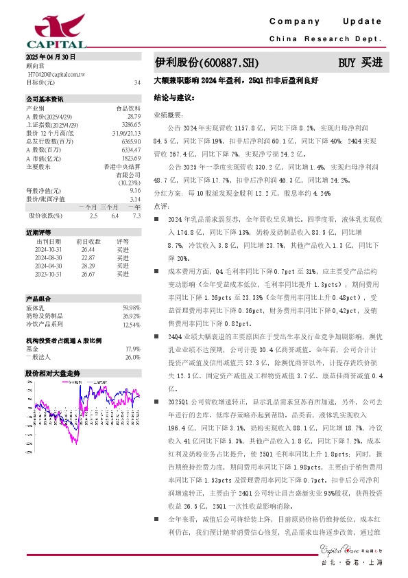 大额兼职影响2024年盈利，25Q1扣非后盈利良好