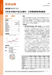 汽车电子相关产品占比提升,公司季度营收再创新高