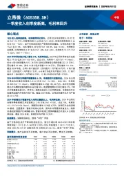 一季度收入创季度新高,毛利率回升