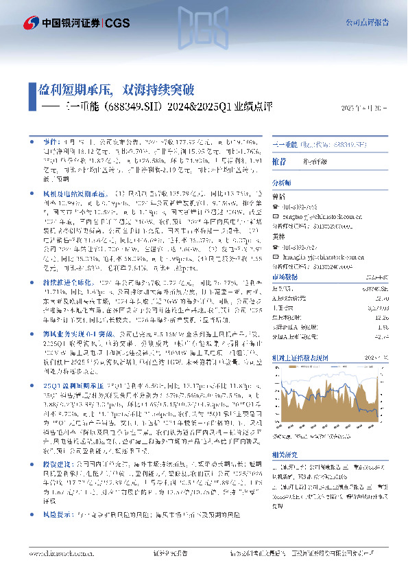 2024&2025Q1业绩点评：盈利短期承压，双海持续突破
