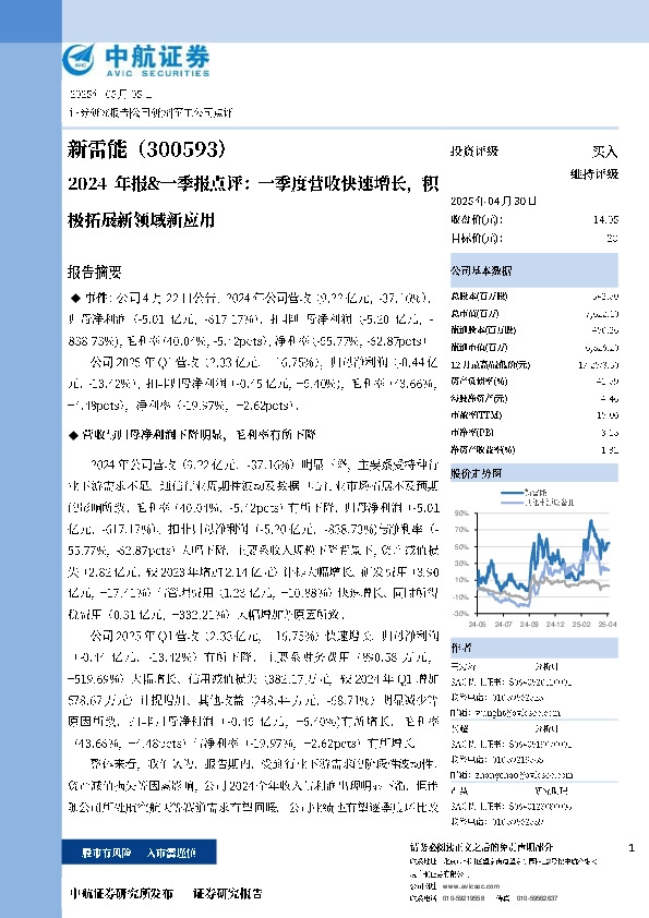 2024年报&一季报点评：一季度营收快速增长，积极拓展新领域新应用