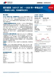 2025年一季报点评:一季度收入承压,利润端同比扭亏