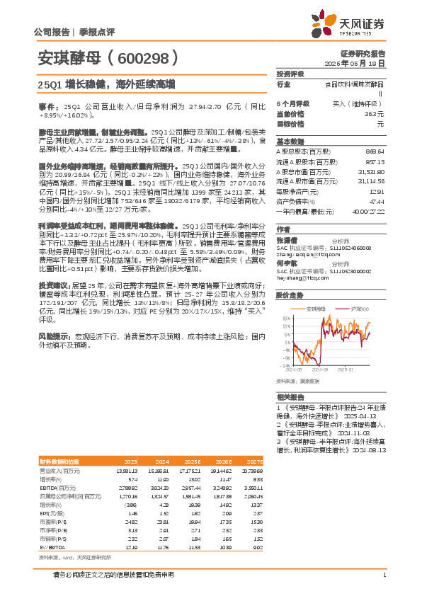 25Q1增长稳健，海外延续高增