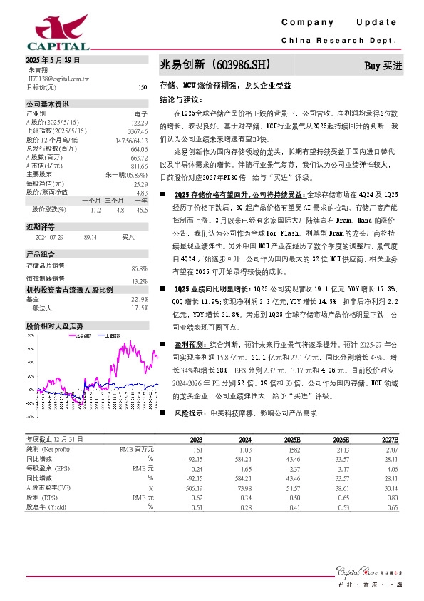 存储、MCU涨价预期强，龙头企业受益