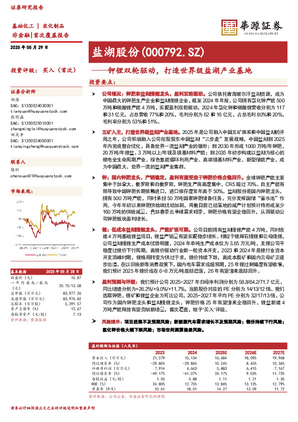 钾锂双轮驱动，打造世界级盐湖产业基地