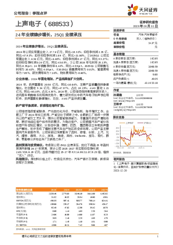 24年业绩稳步增长，25Q1业绩承压
