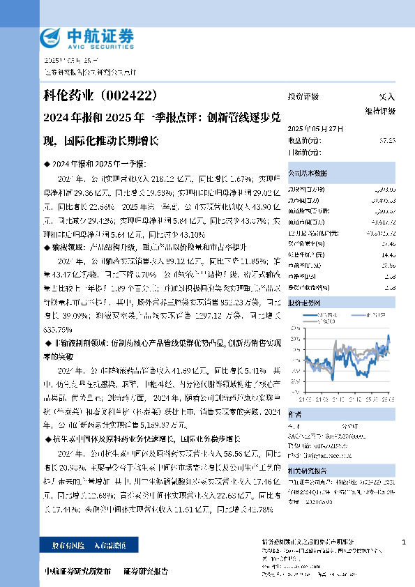 2024年报和2025年一季报点评： 创新管线逐步兑现，国际化推动长期增长