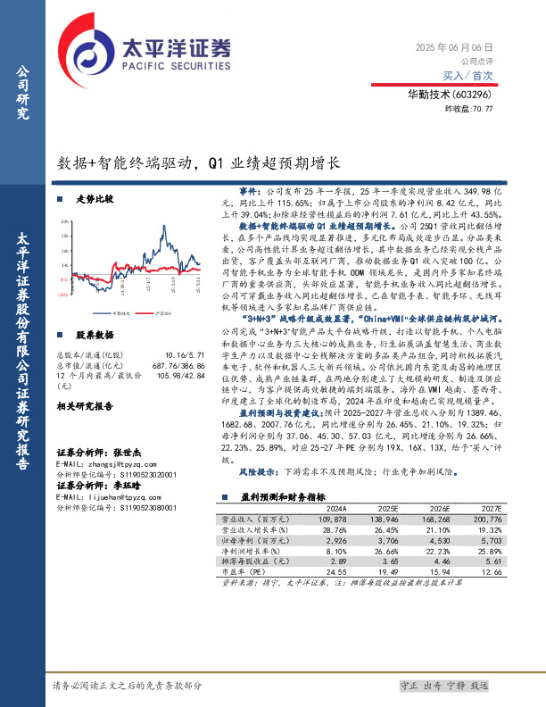 数据+智能终端驱动，Q1业绩超预期增长