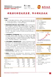 新能源化转型成果显著，降本增效显成效