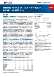 2025年半年报点评:做小做散,分红率提升至25%