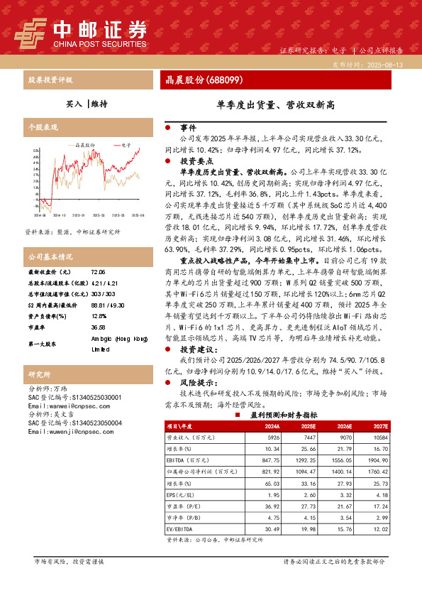 单季度出货量、营收双新高