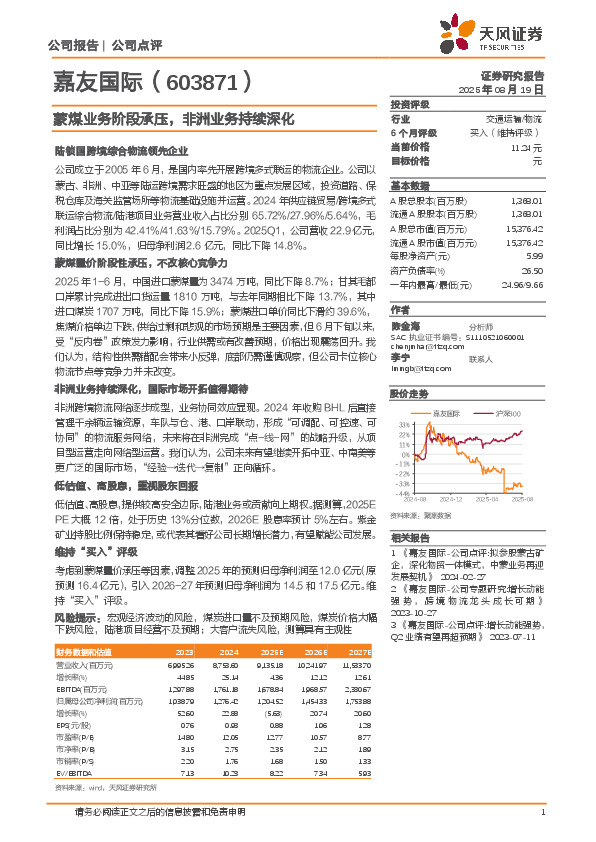 蒙煤业务阶段承压，非洲业务持续深化