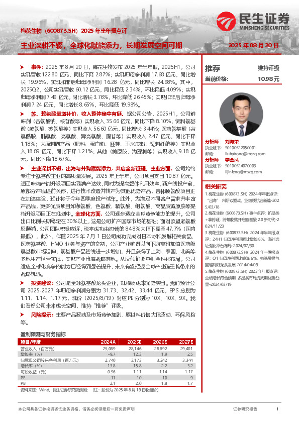 2025年半年报点评：主业深耕不辍，全球化赋能添力，长期发展空间可期