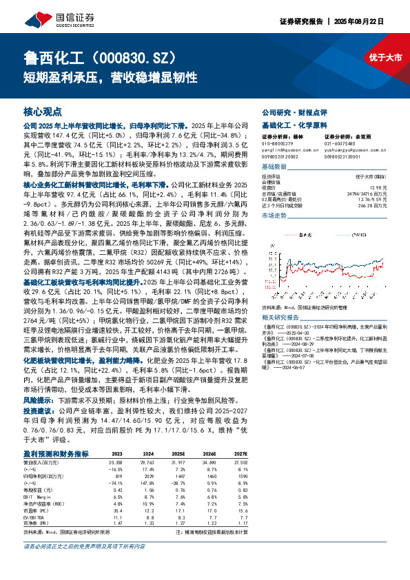 短期盈利承压，营收稳增显韧性