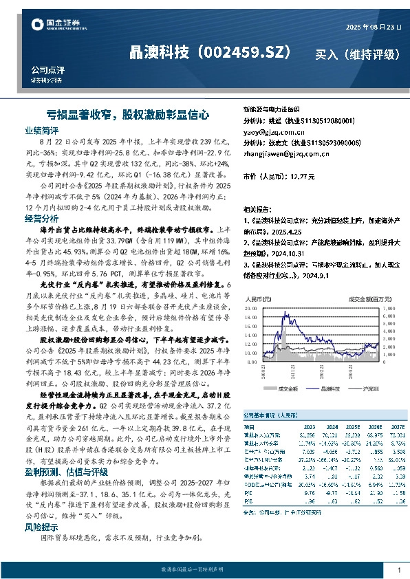 亏损显著收窄，股权激励彰显信心