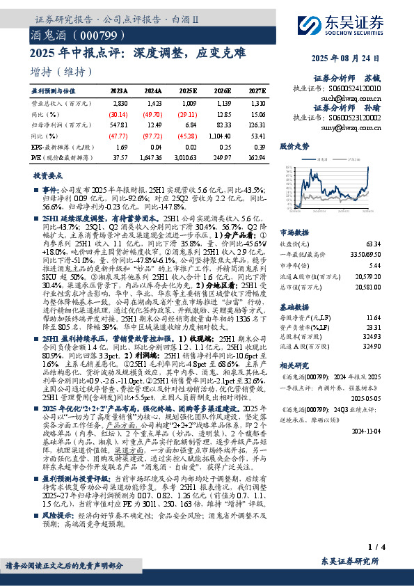 2025年中报点评：深度调整，应变克难