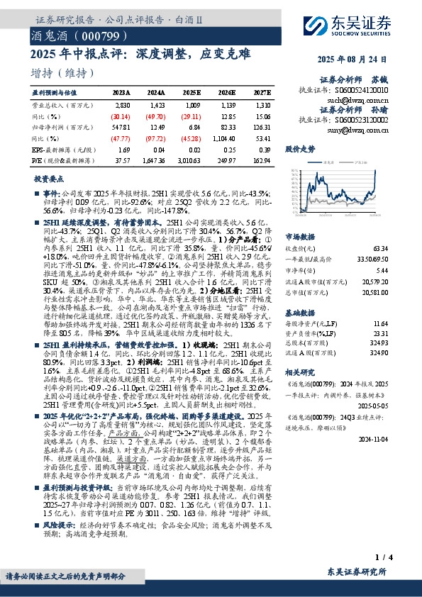 2025年中报点评：深度调整，应变克难