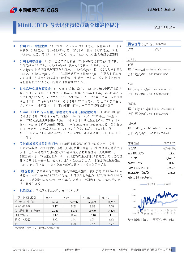 MiniLED TV与大屏化持续带动全球定位提升