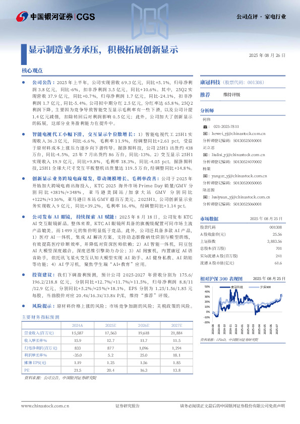显示制造业务承压，积极拓展创新显示