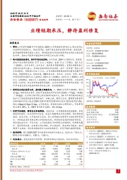 业绩短期承压，静待盈利修复