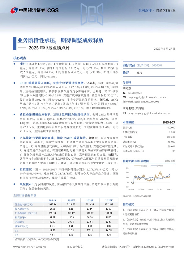 2025年中报业绩点评：业务阶段性承压，期待调整成效释放