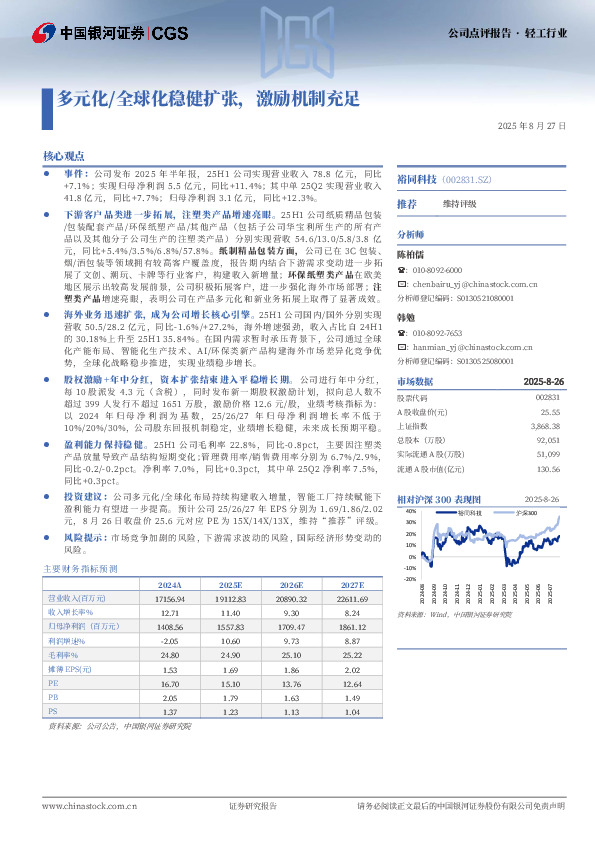 多元化/全球化稳健扩张，激励机制充足