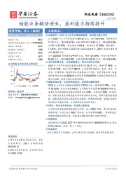 储能业务翻倍增长，盈利能力持续提升