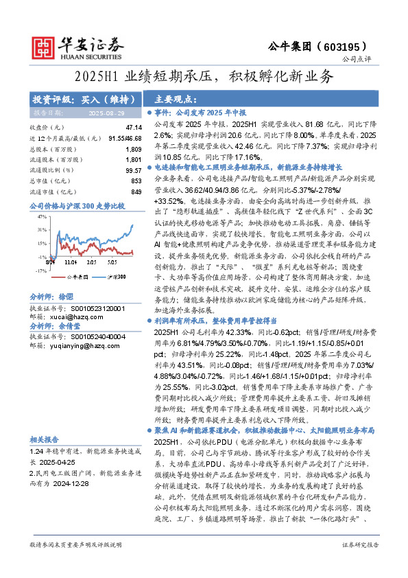 2025H1业绩短期承压，积极孵化新业务