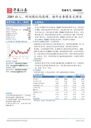 25H1收入、利润同比均高增，海外业务爆发式增长