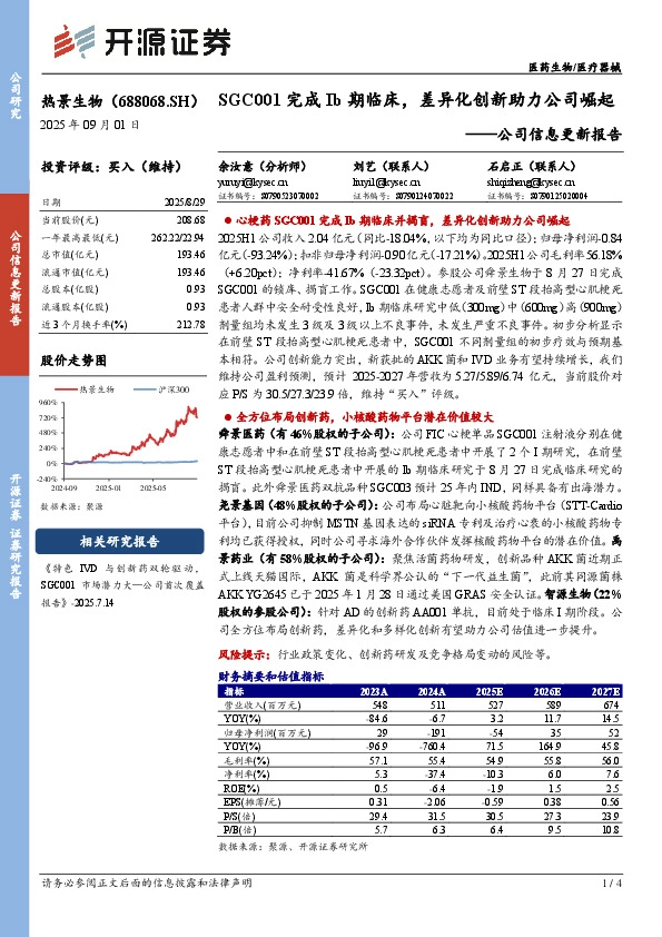 公司信息更新报告：SGC001完成Ib期临床，差异化创新助力公司崛起