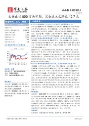 生猪出栏800万头可期,完全成本已降至12.7元