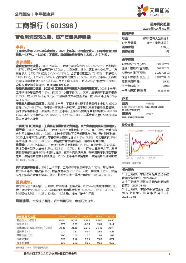 营收利润双双改善，资产质量保持稳健