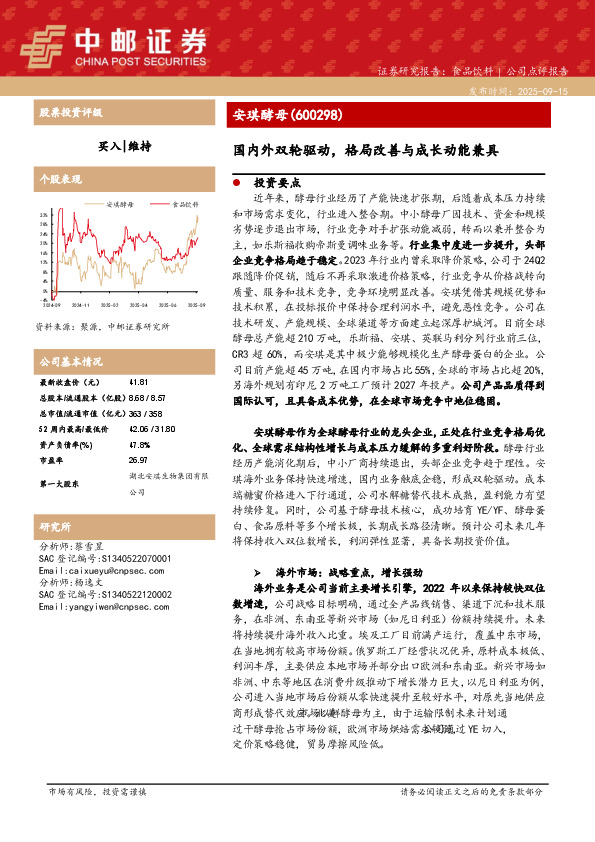 国内外双轮驱动，格局改善与成长动能兼具
