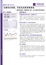 公司动态研究报告：业绩符合预期，多板块战略持续推进