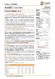 农业银行为何能站稳1倍PB？