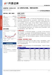 公司信息更新报告:Q3业绩符合预期,销量快速增长