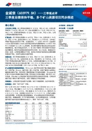 三季报点评：三季度业绩保持平稳，多个矿山资源项目同步推进