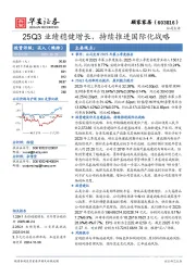 25Q3业绩稳健增长，持续推进国际化战略