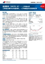 三季报点评:三季度业绩环比明显增长,4万吨锂盐项目投料试车
