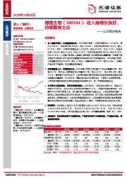 公司简评报告：收入端增长良好，持续聚焦主业
