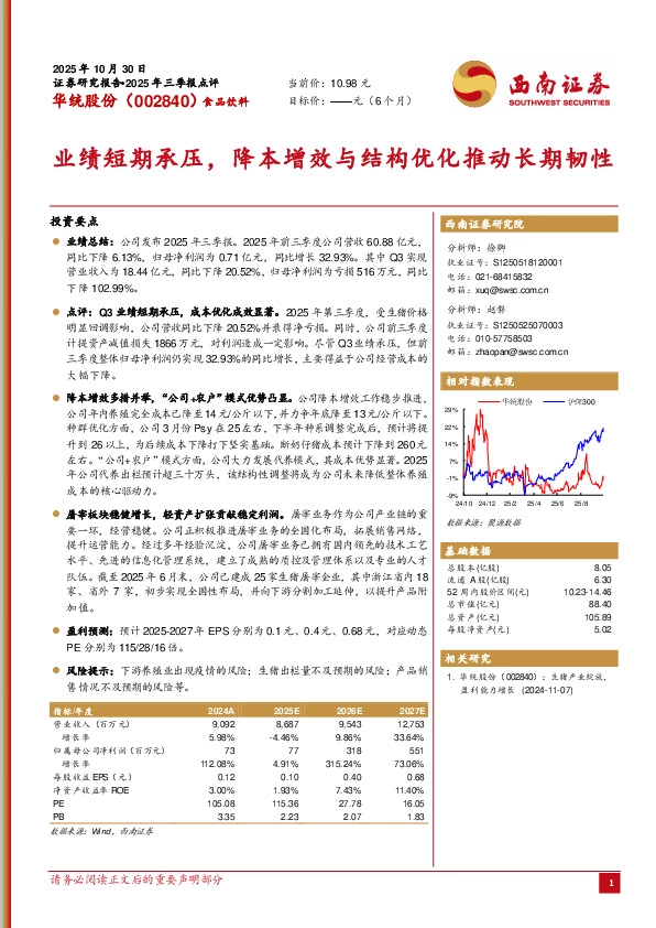 业绩短期承压，降本增效与结构优化推动长期韧性