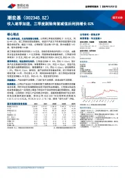 收入逐季加速，三季度剔除商誉减值后利润增长82%