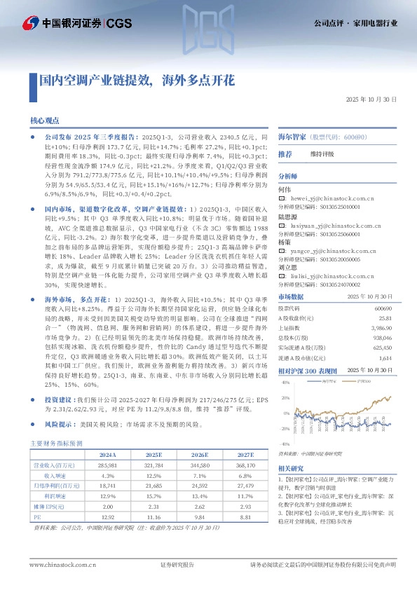 国内空调产业链提效，海外多点开花
