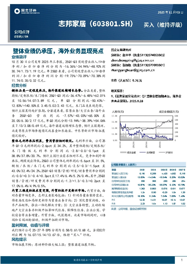 整体业绩仍承压，海外业务显现亮点